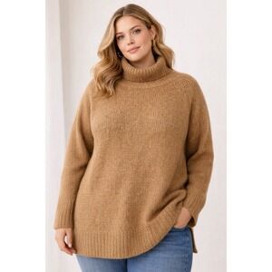The Group by Babaton 100% Alpaca Turtleneck Sweater Camel‎ Brown Size M